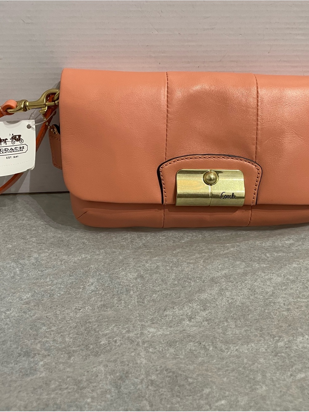 Coach Kristin NWT leather wristlet peach pink Vintage NWT Old Stock $98 RETAIL